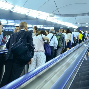 People on an escalator